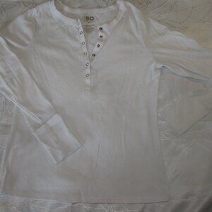 White LS Knit Henley size XL